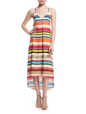 Alice + Olivia Striped V-Neck Midi Dress size XS